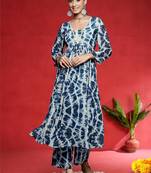 Women Abstract Dyed Empire A-Line Calf Length Kurta Set