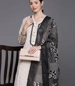 Floral Embroidered Regular Thread Work Linen Kurta with Trousers & Dupatta