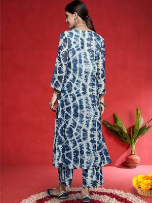 Women Abstract Dyed Empire A-Line Calf Length Kurta Set 5