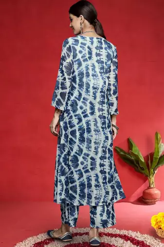 Women Abstract Dyed Empire A-Line Calf Length Kurta Set