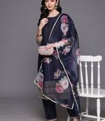 Ethnic Motifs Embroidered Regular Zardozi Liva Kurta with Trousers & With Dupatta