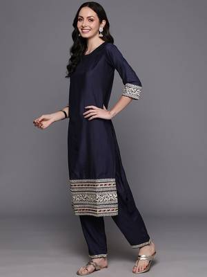 Ethnic Motifs Embroidered Regular Zardozi Liva Kurta with Trousers & With Dupatta 6