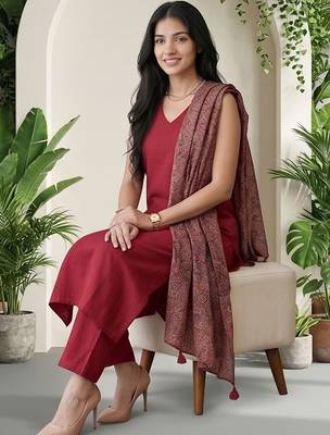 Women Ethnic Motifs Regular Kurta with Trousers & With Dupatta 6