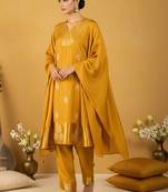 Women Ethnic Motifs Printed Regular Thread Work Kurta with Trousers