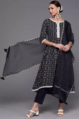 Women Ethnic Motifs Printed Kurta & Trousers With Dupatta