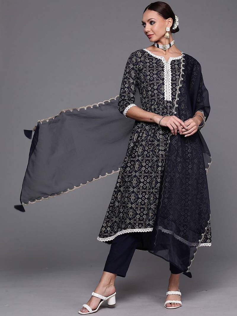 Women Ethnic Motifs Printed Kurta & Trousers With Dupatta