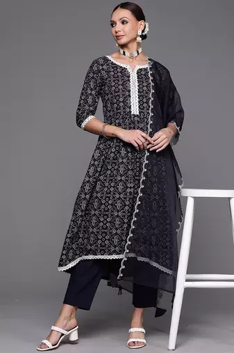 Women Ethnic Motifs Printed Kurta & Trousers With Dupatta