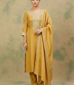 Women Ethnic Motifs Embroidered Regular Thread Work Kurta with Trousers & With Dupatta