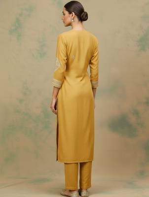 Women Ethnic Motifs Embroidered Regular Thread Work Kurta with Trousers & With Dupatta 2