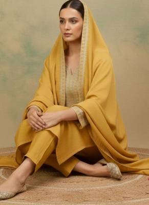Women Ethnic Motifs Embroidered Regular Thread Work Kurta with Trousers & With Dupatta 6