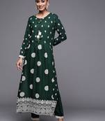 Women Green Ethnic Motifs Embroidered Kurta with Trousers