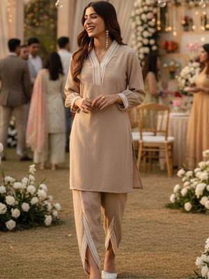 Women Regular Thread Work Kurta with Harem Pants 1