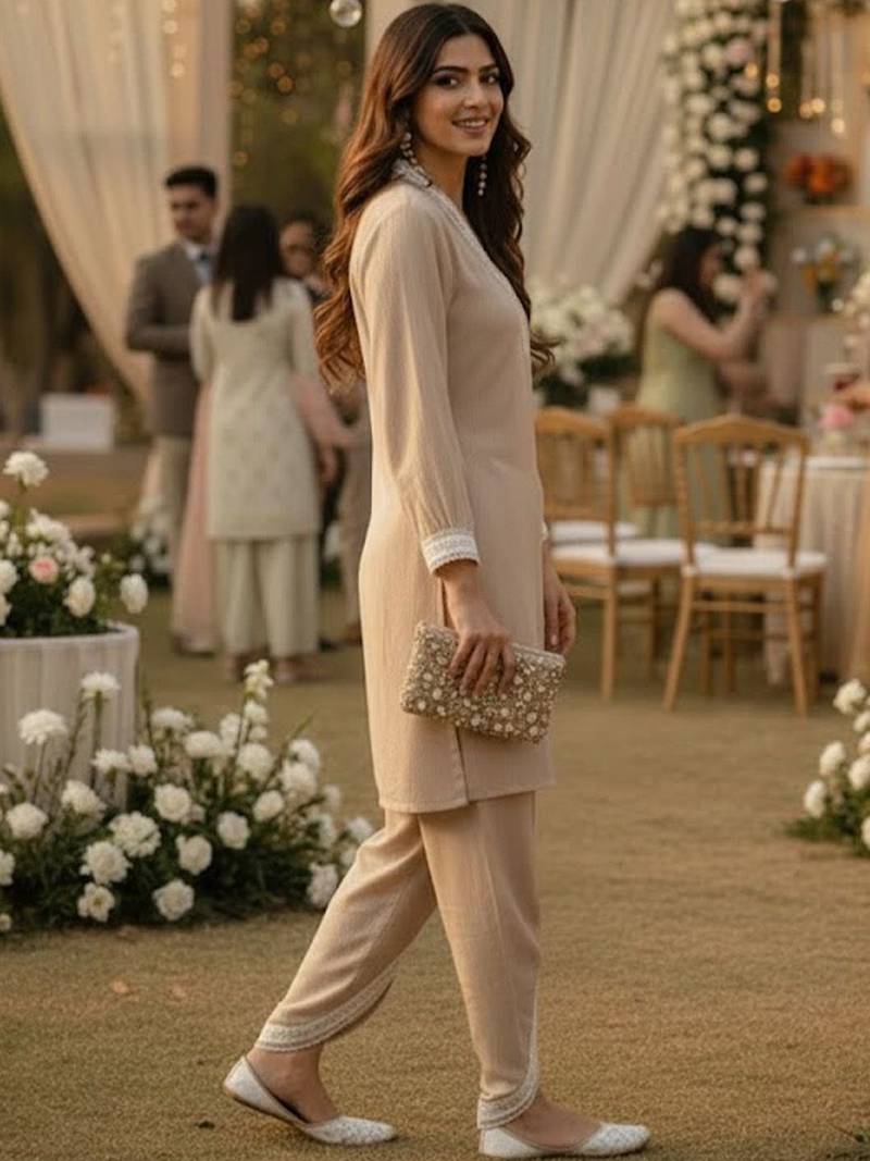 Women Regular Thread Work Kurta with Harem Pants