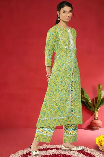 Women Floral Printed Regular Pure Cotton Kurta With Palazzos & Dupatta