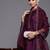 Women Purple Floral Yoke Design Sequinned Kurta with Trousers & With Dupatta