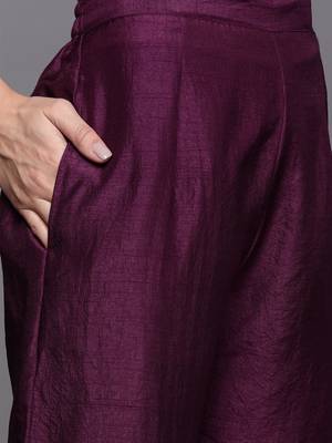 Women Purple Floral Yoke Design Sequinned Kurta with Trousers & With Dupatta 4