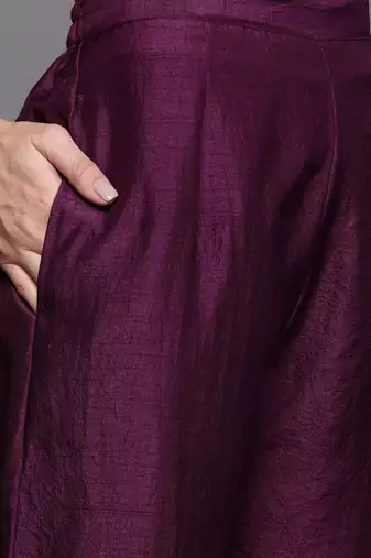 Women Purple Floral Yoke Design Sequinned Kurta with Trousers & With Dupatta
