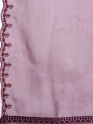 Women Purple Floral Yoke Design Sequinned Kurta with Trousers & With Dupatta 5