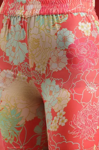 Women Floral Printed Empire Mirror Work Kurta With Sharara & Dupatta