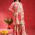 Women Floral Printed Empire Mirror Work Kurta With Sharara & Dupatta