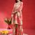 Women Floral Printed Empire Mirror Work Kurta With Sharara & Dupatta