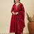 Brown embroidered shimmer silk peplum kurta with palazzo and dupatta
