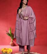 Women Solid Kurta with Trouser & Dupatta