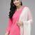Women Pink & White Floral Embroidered Kurta with Trousers & Dupatta
