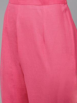 Women Pink & White Floral Embroidered Kurta with Trousers & Dupatta 4