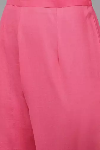 Women Pink & White Floral Embroidered Kurta with Trousers & Dupatta