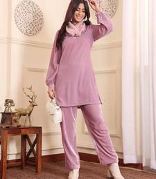 V-Neck Velvet Straight Kurta With Trousers
