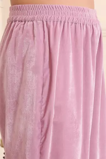 V-Neck Velvet Straight Kurta With Trousers