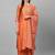 Women Orange Panelled Liva Kurta with Palazzos & With Dupatta