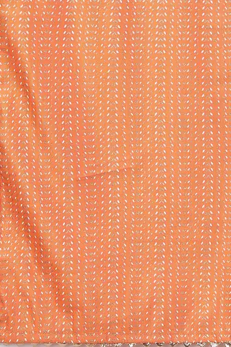 Women Orange Panelled Liva Kurta with Palazzos & With Dupatta