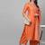 Women Orange Panelled Liva Kurta with Palazzos & With Dupatta