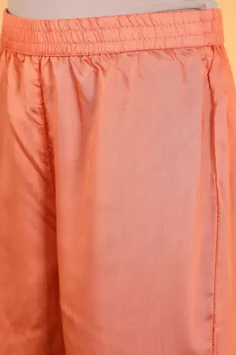 Beige Floral Printed Halter Neck Anarkali Kurta With Trousers & Dupatta