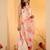 Beige Floral Printed Halter Neck Anarkali Kurta With Trousers & Dupatta