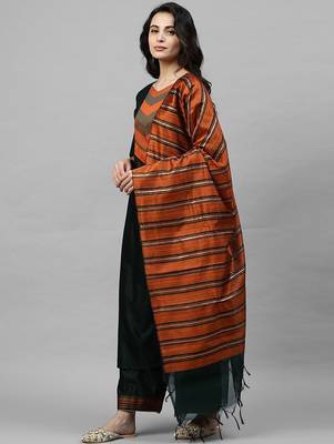 Women Green Yoke Design Pure Cotton Kurta with Palazzos & With Dupatta 5