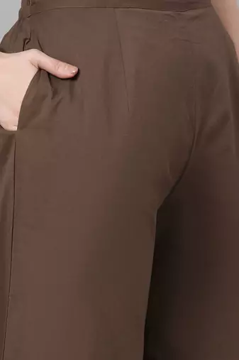 Women Olive Brown & Rust Orange Printed Kurta with Palazzos & Dupatta