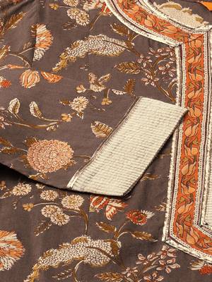 Women Olive Brown & Rust Orange Printed Kurta with Palazzos & Dupatta 8