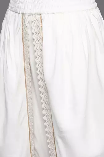 Floral Printed Panelled Mirror Work Pure Cotton Kurta With Dhoti Pants
