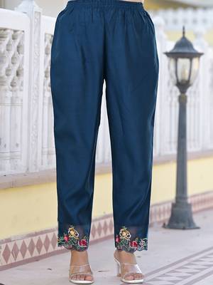 Floral Embroidered Pure Silk A-Line Kurta with Trouser & Dupatta 7