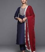 Women Ethnic Motifs Embroidered Regular Kurta with Trousers & With Dupatta