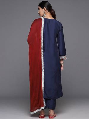 Women Ethnic Motifs Embroidered Regular Kurta with Trousers & With Dupatta 6