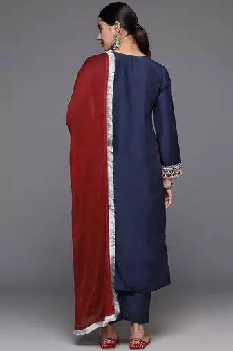 Women Ethnic Motifs Embroidered Regular Kurta with Trousers & With Dupatta