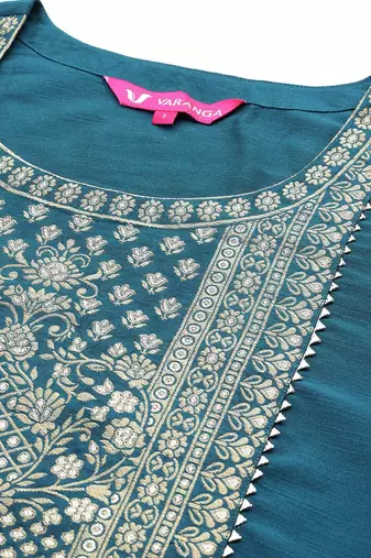 Women Yoke Design Regular Kurta with Trousers & With Dupatta