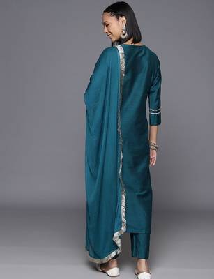 Women Yoke Design Regular Kurta with Trousers & With Dupatta 8