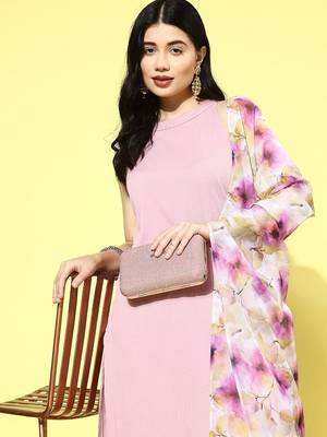 Regular Halter Neck Silk Crepe Kurta with Trousers & Dupatta 3