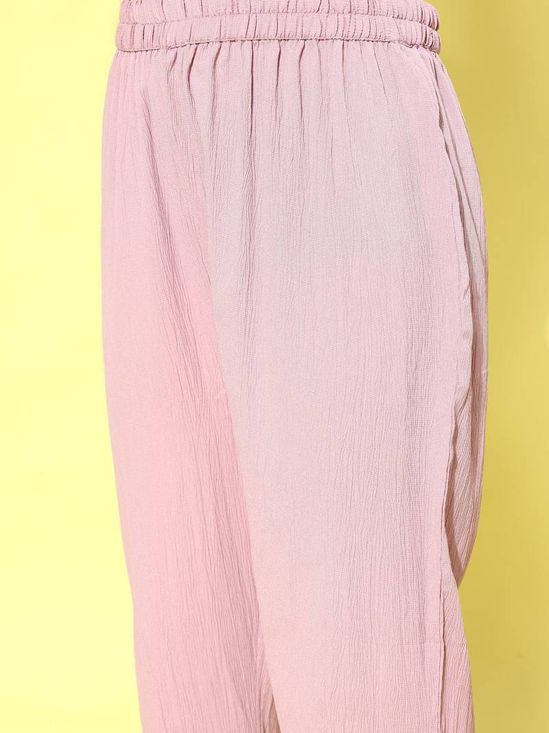 Regular Halter Neck Silk Crepe Kurta with Trousers & Dupatta