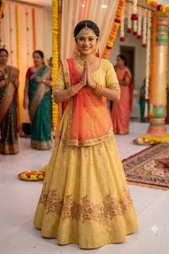 haldi mehandi lehenga choli chunni set 